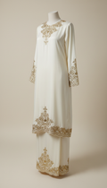 Ivory Silk Baju Kurung with Gold Accents
