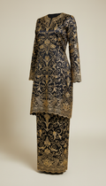 Black Gold-Embroidered Baju Kurung