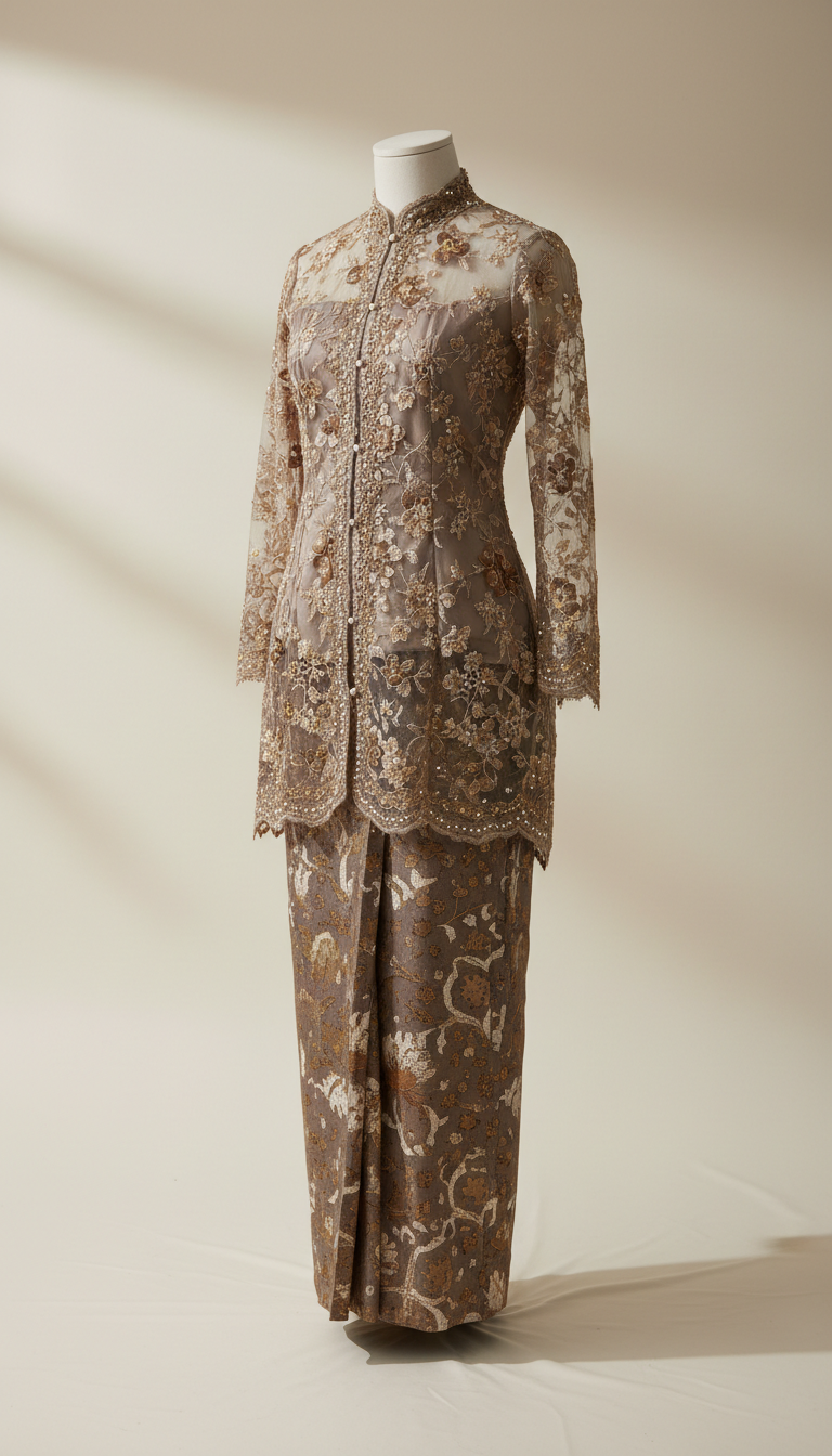 Heritage Taupe Luxe Kebaya Set